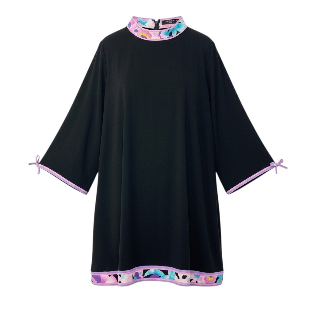 28c11 LEONARD レオナール ロングスリーブチュニックカットソー カンカン素材 トップス 0199260 42サイズ ブラック レディース 女性用u02t