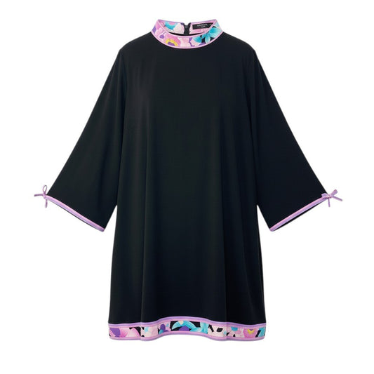 28c11 LEONARD レオナール ロングスリーブチュニックカットソー カンカン素材 トップス 0199260 42サイズ ブラック レディース 女性用u02t