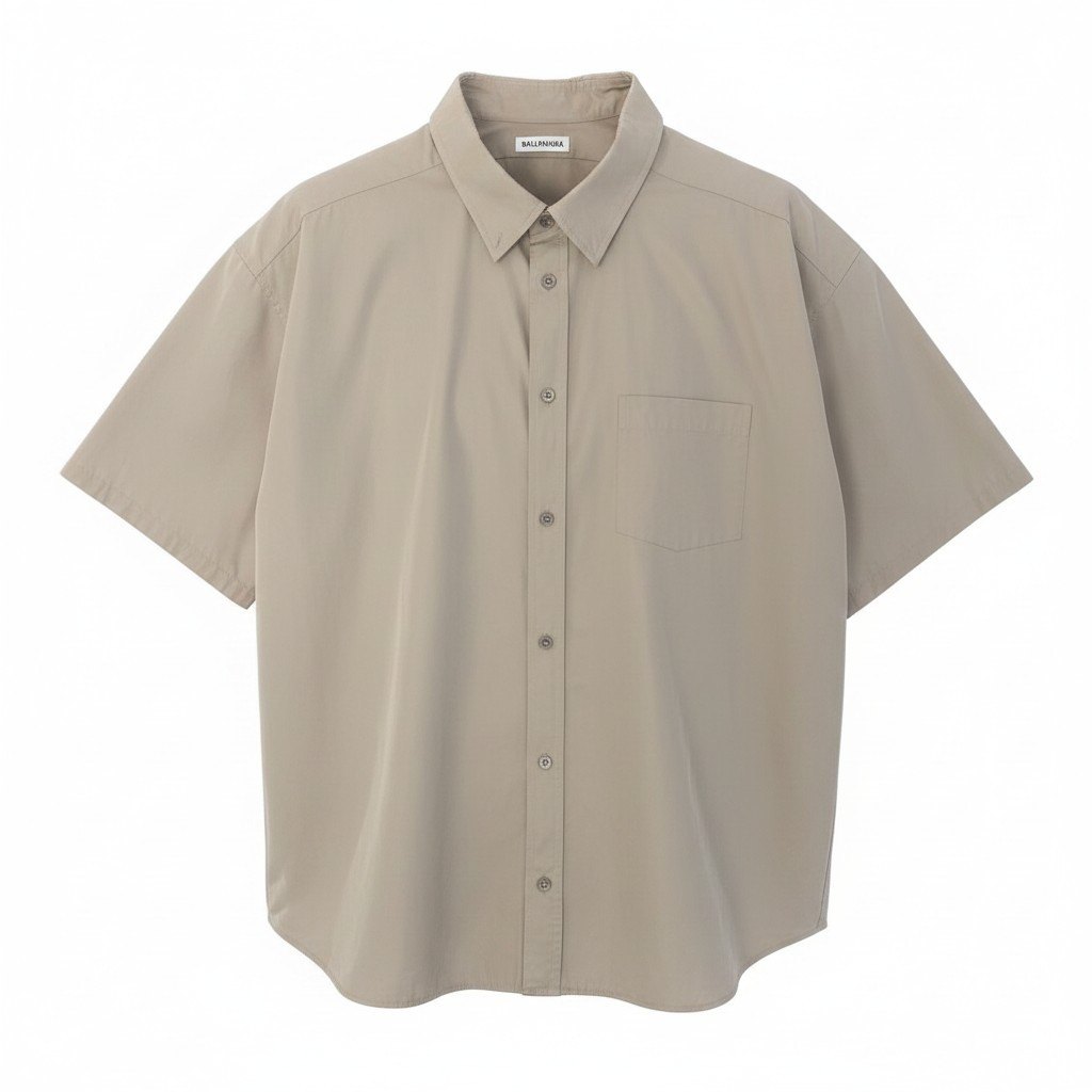 67e7 BALENCIAGA バレンシアガ 2020年 バックロゴ オーバーサイズシャツ 半袖シャツ  622051 サイズ36 ベージュ コットン100％ レディース 女性服o07t