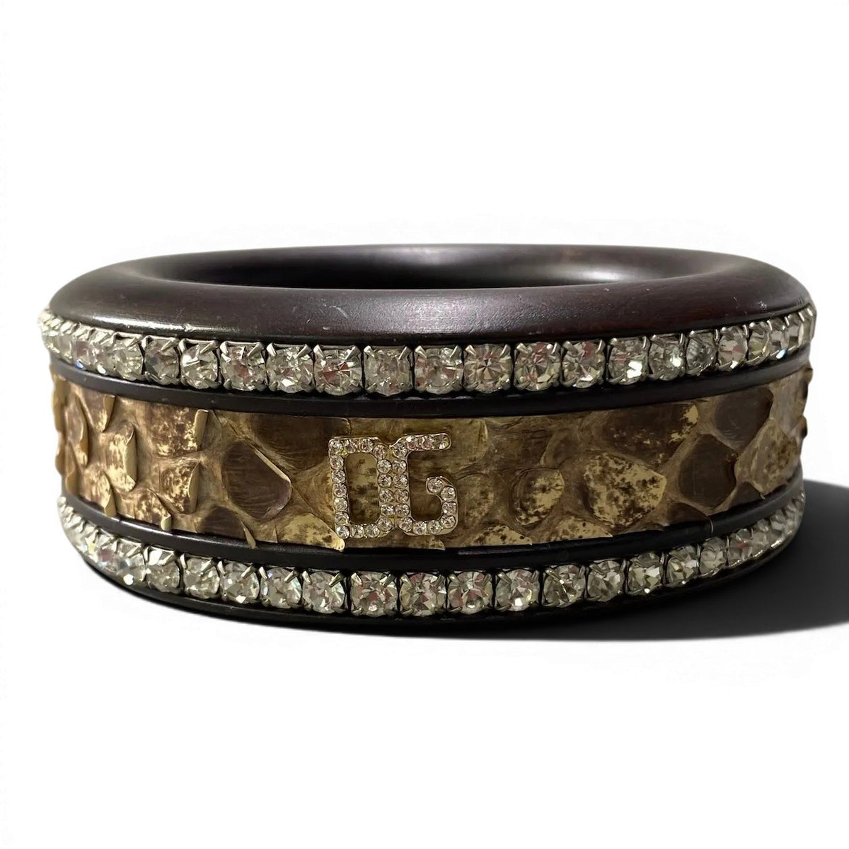 g18 DOLCE&GABBANA ドルチェアンドガッバーナ パイソン バングル DGロゴ ダークブラウン ベージュt18rt18r