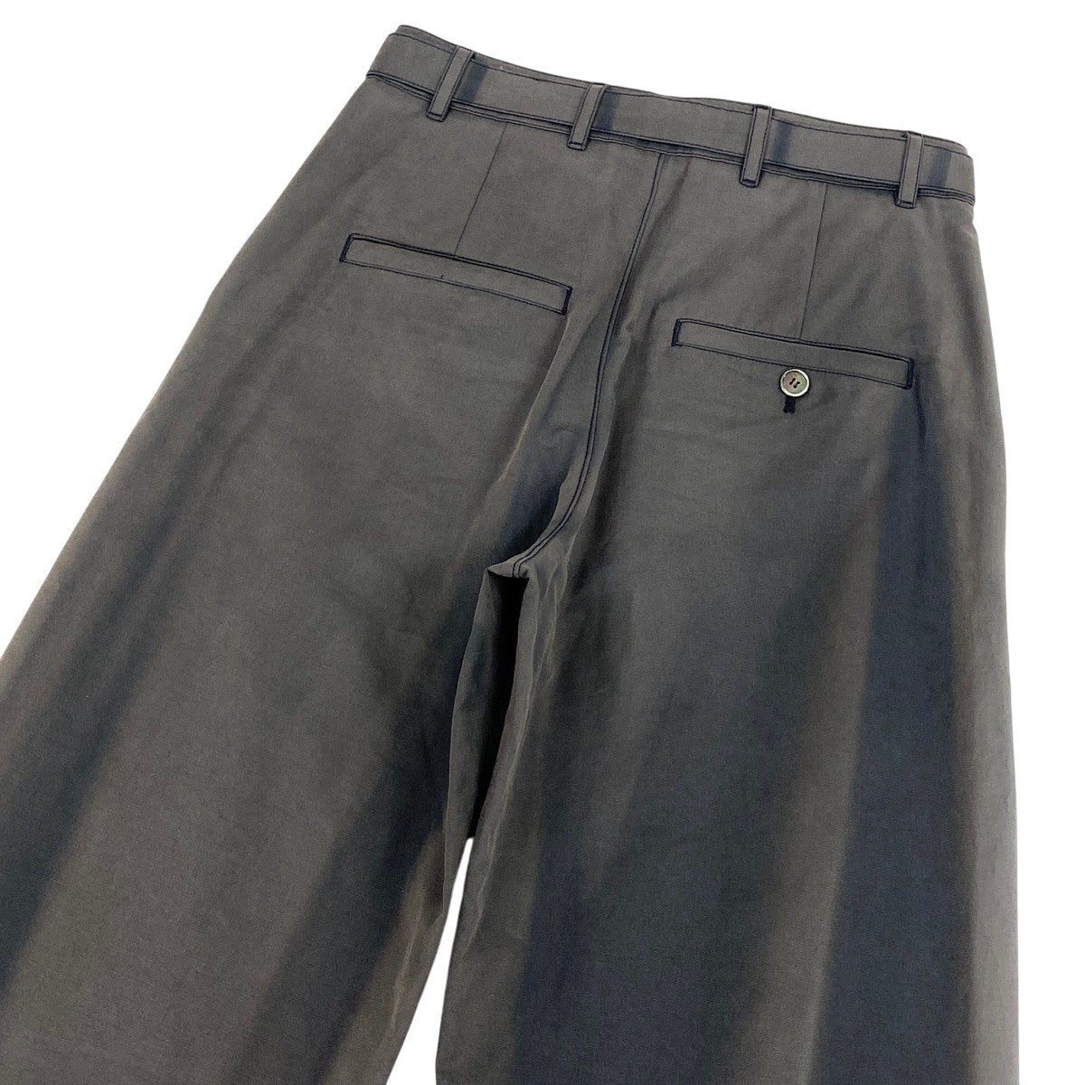 5g2 【未使用タグ付】 JiyongKim ジヨンキム 23SS SUN-BLANCHED TROUSERS ストレートパンツ ベルト付 日焼け加工 サイズS グレー系 メンズu02t