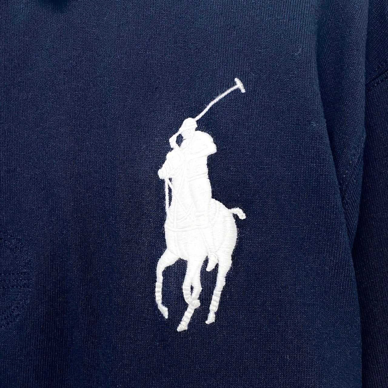 62i1 【未使用タグ付】 POLO RALPH LAUREN ポロラルフローレン CUSTOM SLIM FIT ロゴプリント 長袖ポロシャツ トリコロール ビッグポニー XXL ネイビー ホワイト レッド コットン100％ メンズu02t