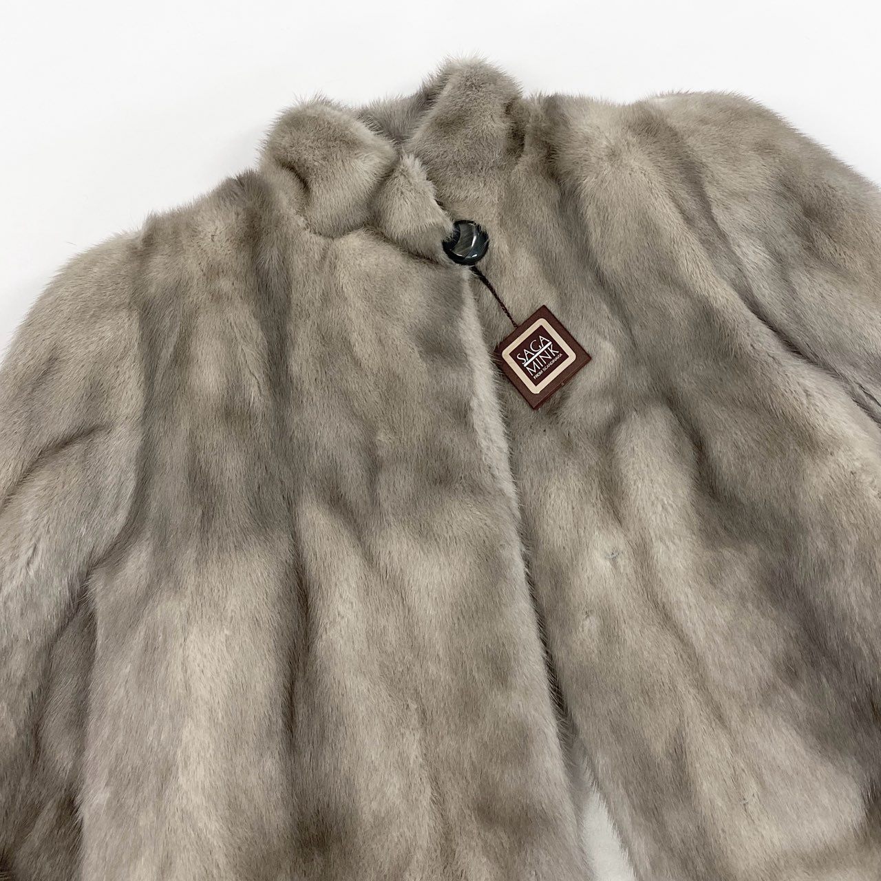 26L5 MUTUS SAGA MINK サガミンク 銀サガ サファイアミンク ファーコート サイズ9号 シルバーグレー 最高級本毛皮 MINK FUR ポケット有t18r