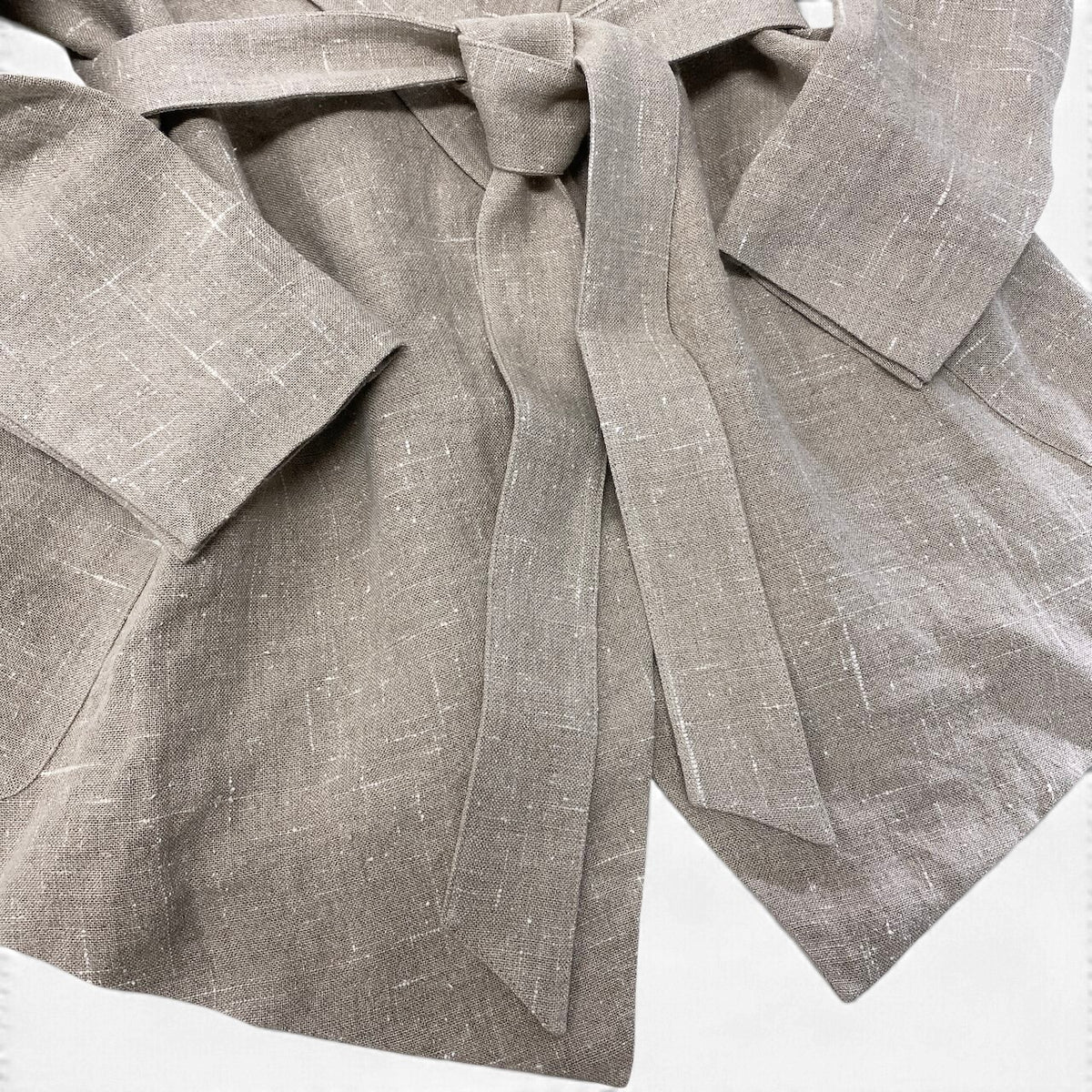 43j15 【極美品】 Cabana カバナ Cate ケイト カシュクールジャケット サマージャケット サイズ38 ベージュ リネン シルク レディースu02t