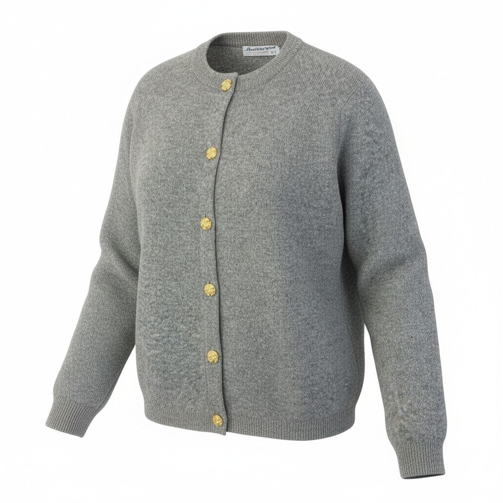 27a9 Ballantyne バランタイン ピュアカシミヤ 100％ ニットカーディガン サイズ44 グレー Pure Cashmere Knit Cardigan 金ボタンt18r