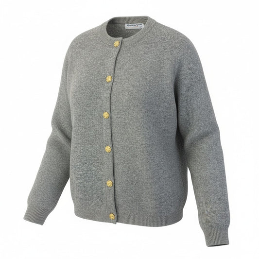 27a9 Ballantyne バランタイン ピュアカシミヤ 100％ ニットカーディガン サイズ44 グレー Pure Cashmere Knit Cardigan 金ボタンt18r