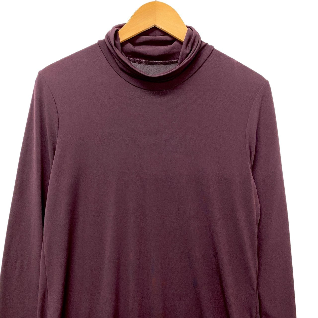 15c2 CHADORIAN チャドリアン ハイネックワンピース 膝丈 メッシュフリル切替 レディース 女性服 日本製 L パープルu02t