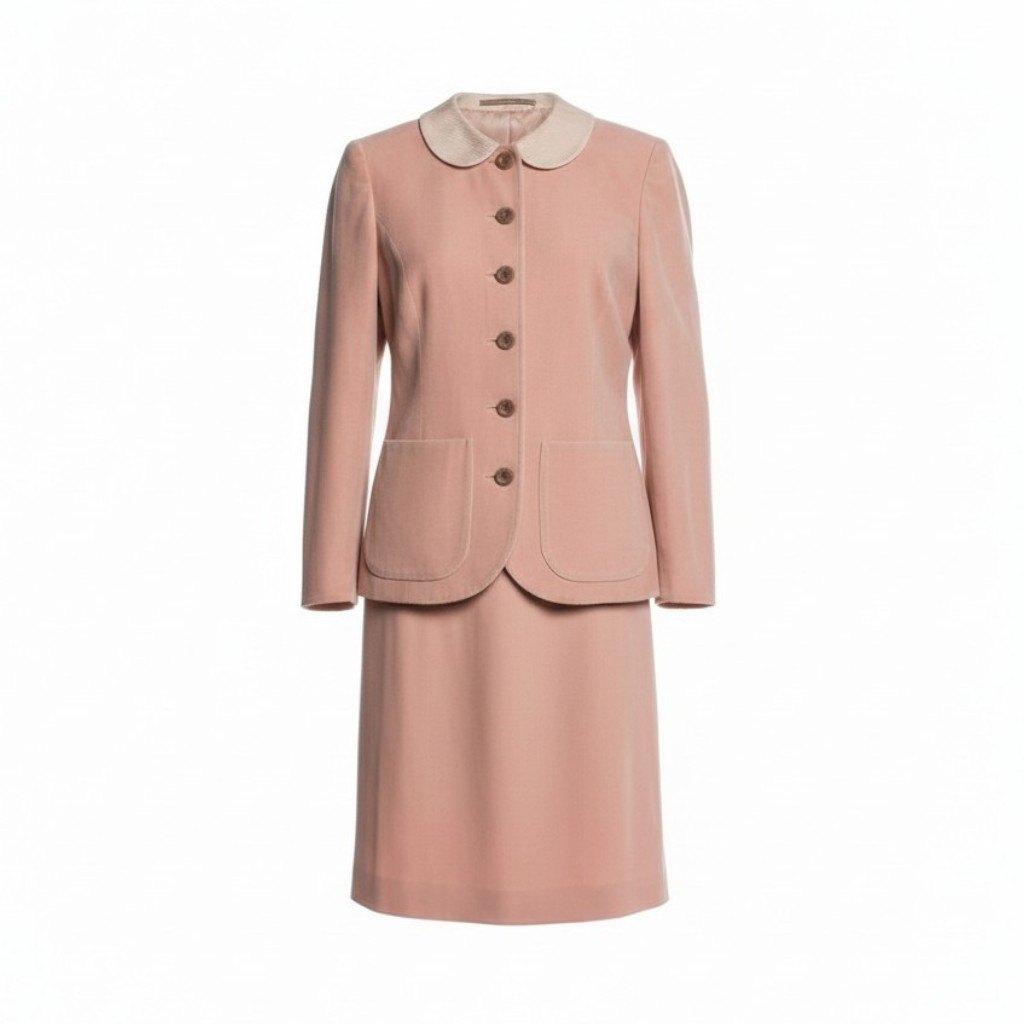 15c24 Mademoiselle Dior マドモアゼル ディオール スカートセットアップ ジャケット タイトスカート 丸襟 Sサイズ ピンク系 レディース 女性用o07t