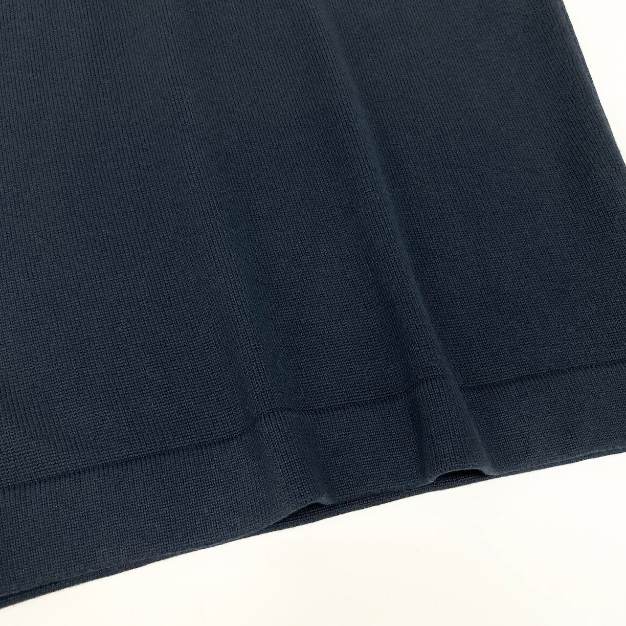 Cd23 CHANEL シャネル vintage ニットスカート タイトスカート 膝丈 スコットランド製 ネイビー コットン100％ レディース 女性服u02t