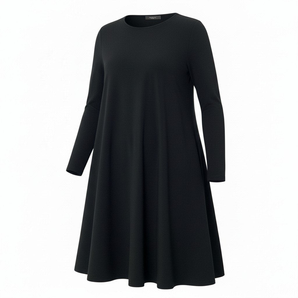 60c6 【美品】WEEKEND MaxMara ウィークエンド マックスマーラ 2025年 長袖ワンピース 膝丈 フレアワンピース Lサイズ ブラック レディース 女性用u02t