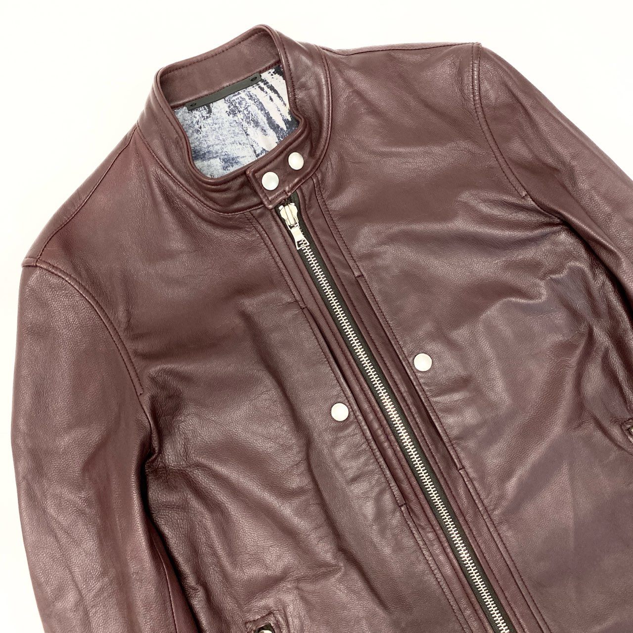 60i29 《美品》定価￥94.600 PS Paul Smith ポールスミス ゴートレザー シングルライダース ジャケット 386NLB L ワインレッド 山羊革 SINGLE RIDERSt18r