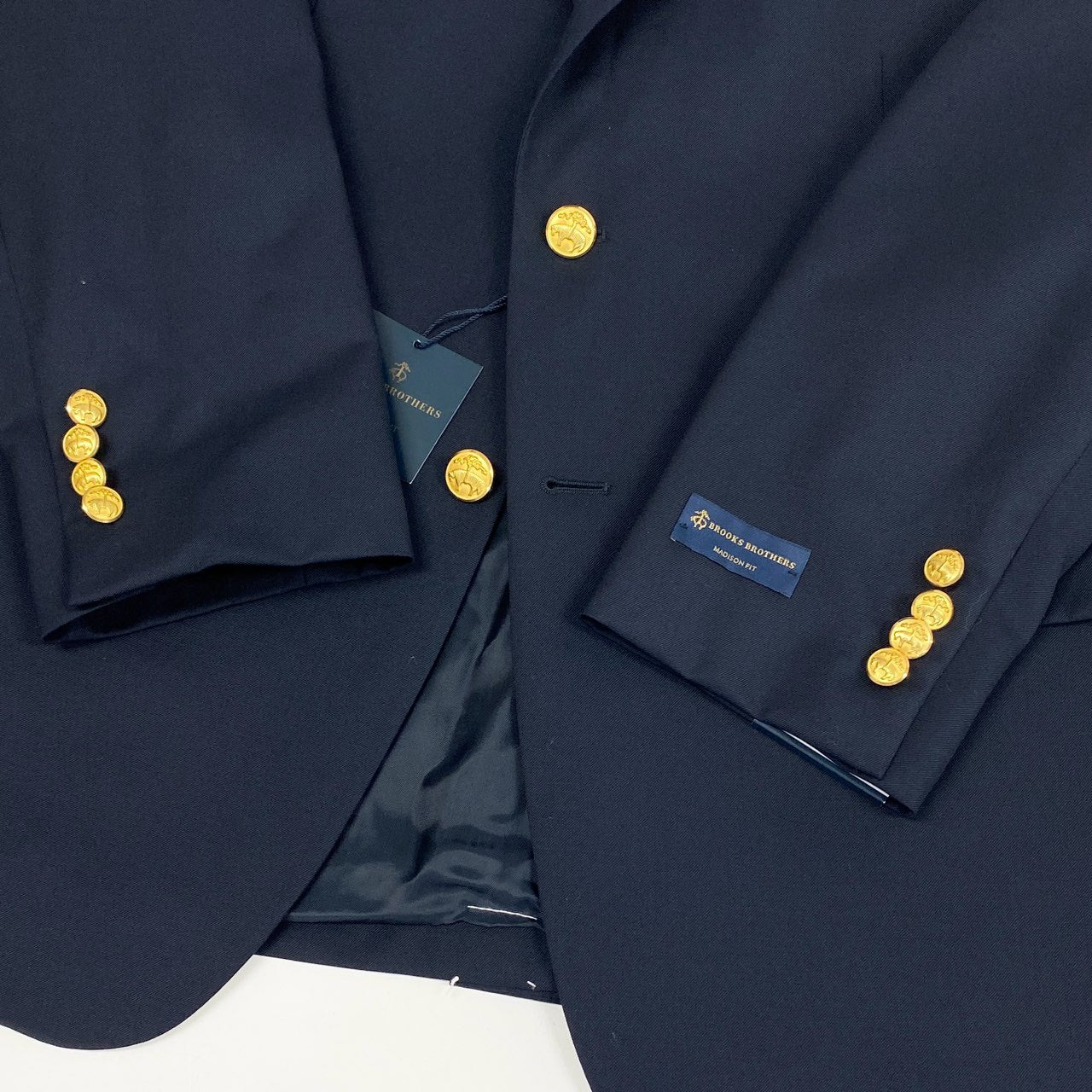 16k10 《新品未使用》 Brooks Brothers ブルックスブラザーズ 金ボタン ブレザー テーラードジャケット 40 ダークネイビー 紺ブレ MADISON FIT スーツ フォーマル タグ付t18r