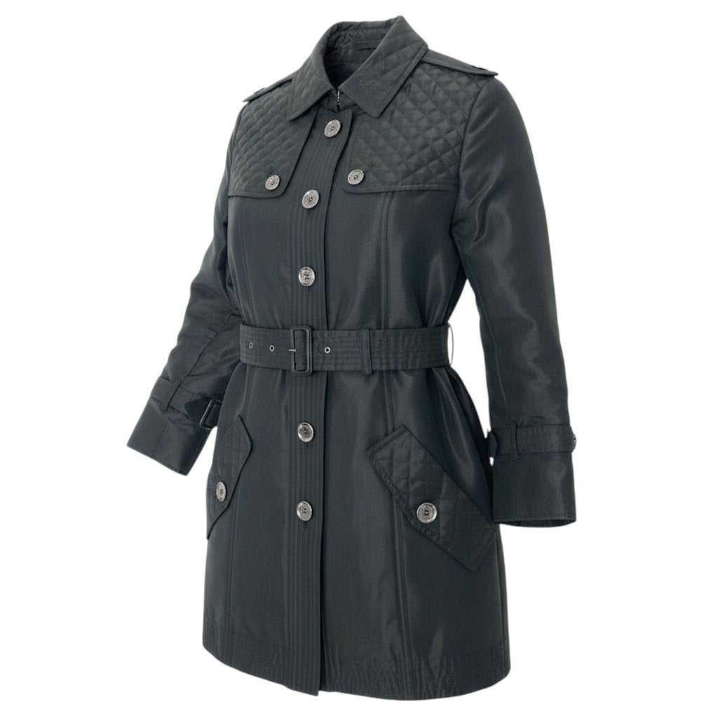 64g23 BURBERRY LONDON バーバリー 中綿トレンチコート キルティング サイズ36 ブラック レディースo07t