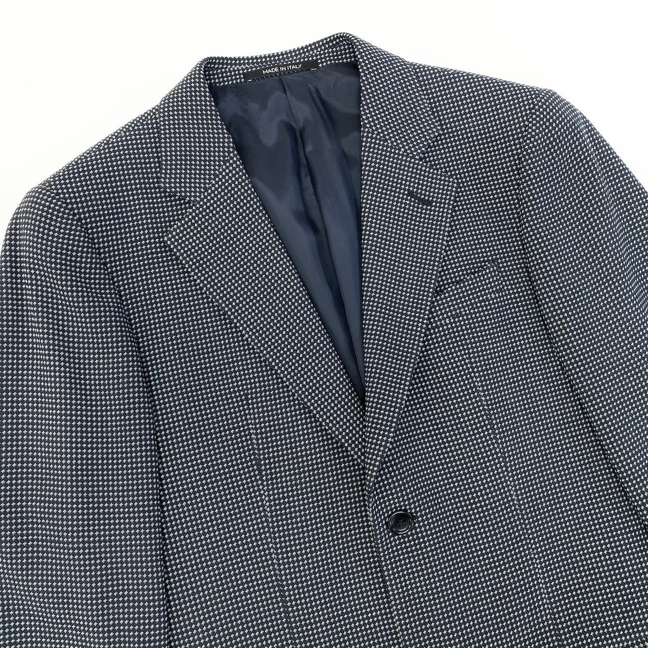 68d30 EMPORIO ARMANI エンポリオアルマーニ JUDE LINE テーラードジャケット シングル 2B  サイズ50 ブラック ホワイト メンズ 紳士服u02t
