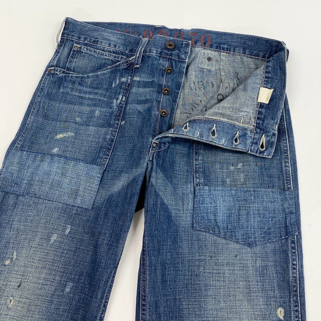 13l27 DOUBLE RL ダブルアールエル デニム ペインターパンツ 32×30 インディゴ ブルー ジーンズ Ralph Lauren ラルフローレン ヴィンテージ加工t18r