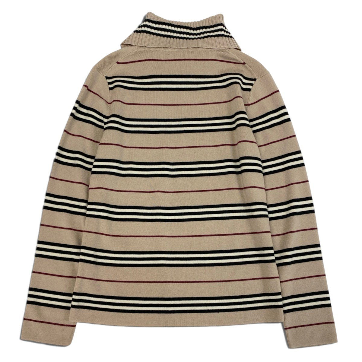 12i30 BURBERRY LONDON バーバリー タートルネック ボーダーニット セーター サイズ2 ベージュ Knit Sweatert18r