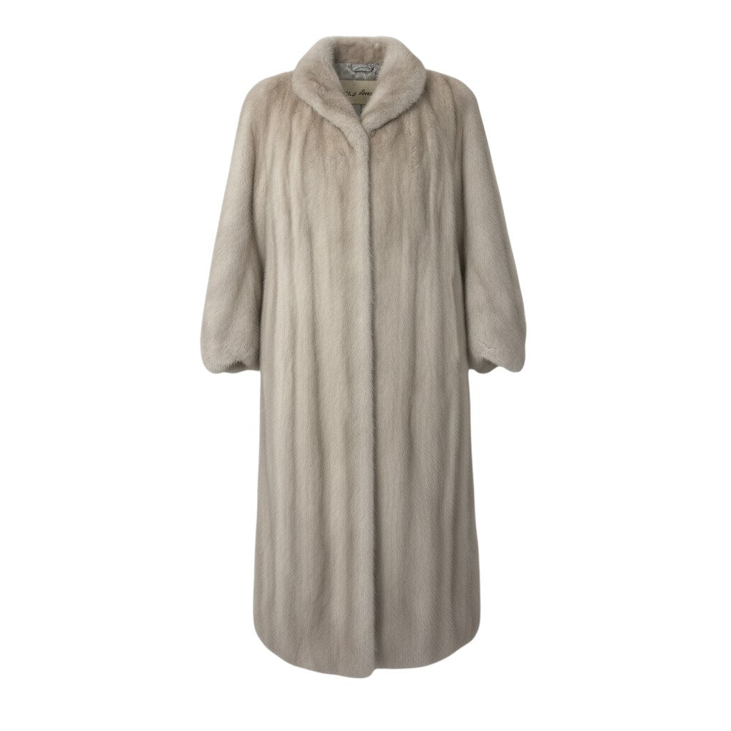 58i20 パールミンク 袖段 超ロングコート 丈110cm サイズ13 ホワイト 本毛皮 Pearl Mink Fur Long Coat リアルファーt18r