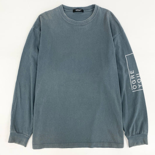 83i3 UNDERCOVER アンダーカバー 袖プリント 長袖カットソー ロンT ロングスリーブTシャツ バックプリント 大きいサイズ UC1B4805-4 4 XLサイズ相当 グリーン コットン メンズ 日本製o07t