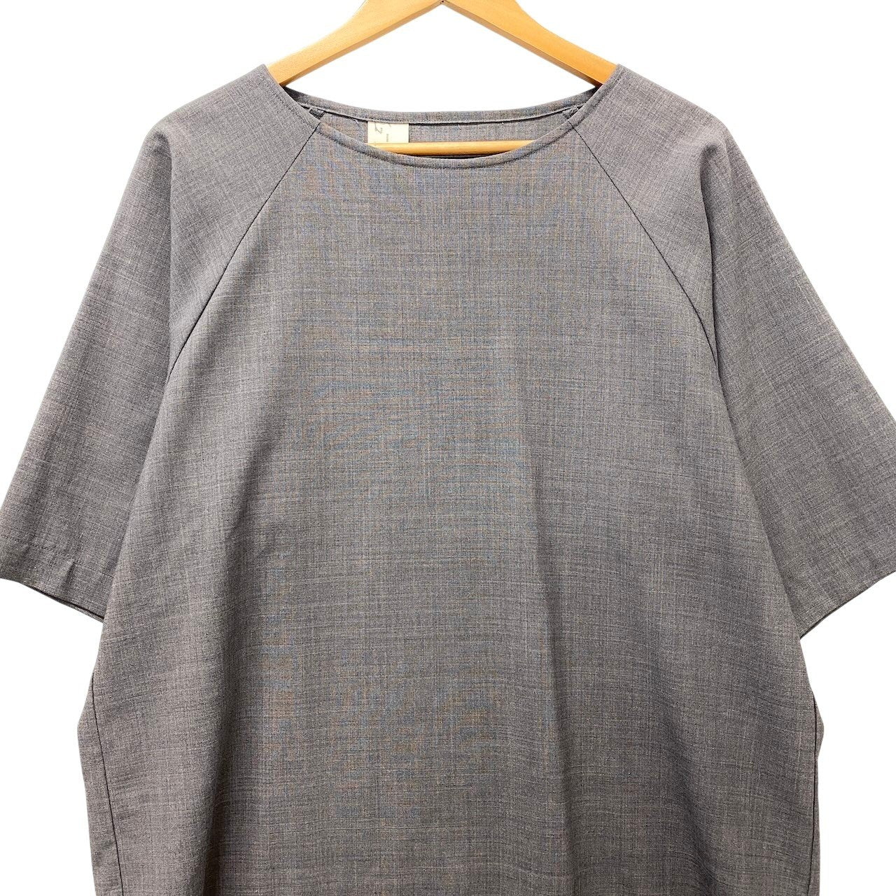 5f18 【美品】N.HOOLYWOOD エヌハリウッド チュニックカットソー 五分袖 ボートネック 38サイズ グレー レディース 女性用u02t