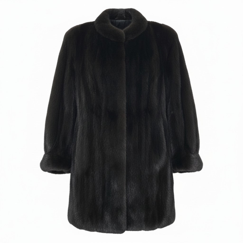 11a27 ダークミンク ロングコート サイズF ブラック 本毛皮 Dark Mink Fur Long Coatt18r