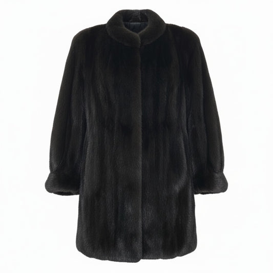 11a27 ダークミンク ロングコート サイズF ブラック 本毛皮 Dark Mink Fur Long Coatt18r