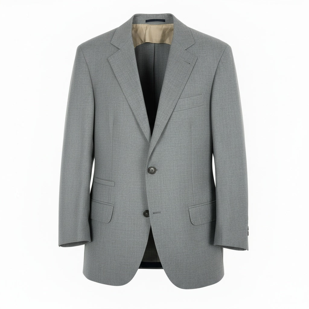 36b9《美品》 BRUNELLO CUCINELLI ブルネロクチネリ 3Bアンコンジャケット テーラードジャケット 48 グレー ウールシルク メンズk02i
