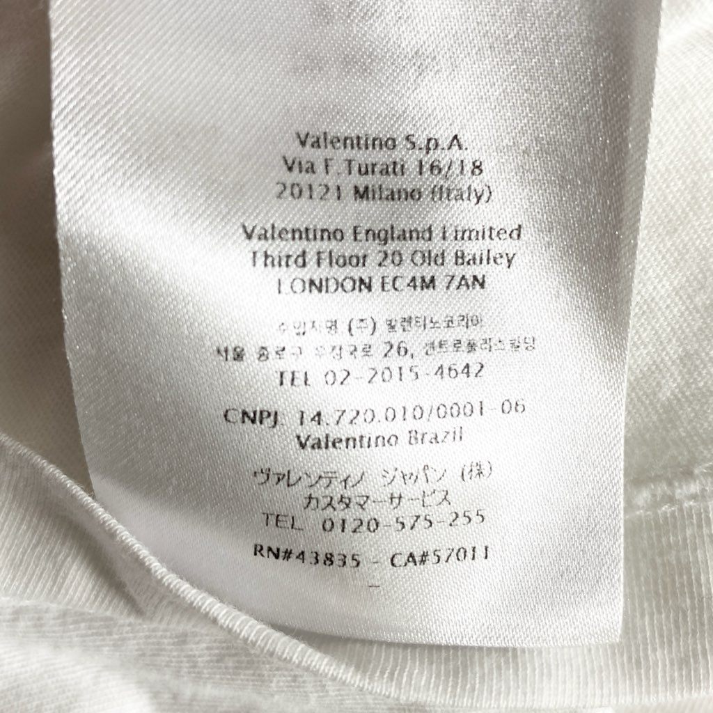 13e22 VALENTINO ヴァレンティノ イタリア製 フロントロゴ Tシャツ クルーネック カットソー プリント WV3MG10V738 Lサイズ ホワイト コットン