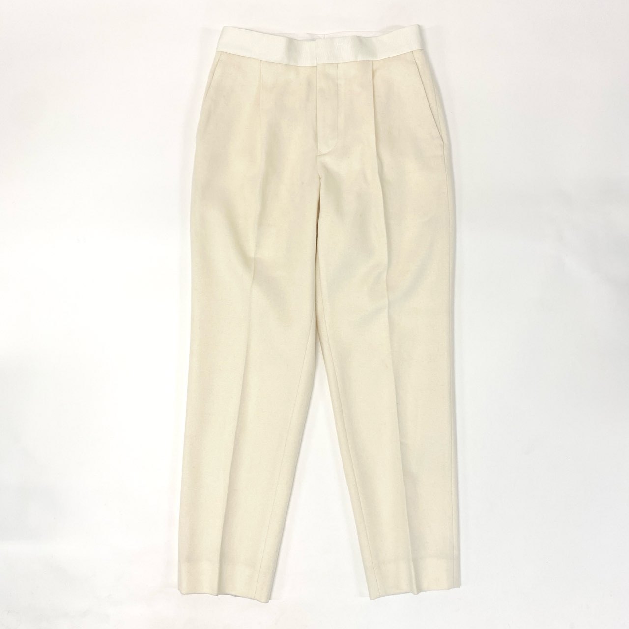 23i17 Drawar ドゥロワー フラノパンツ スラックス テーパードパンツ 6514-236-1251 サイズ38 アイボリー系 ウールカシミヤ レディースu02t