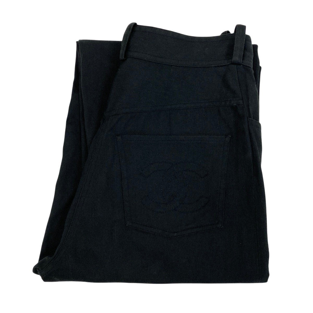 Cg19 CHANEL シャネル 90's ココマーク刺繍 ブラックデニムパンツ サイズ36 レディースk02i