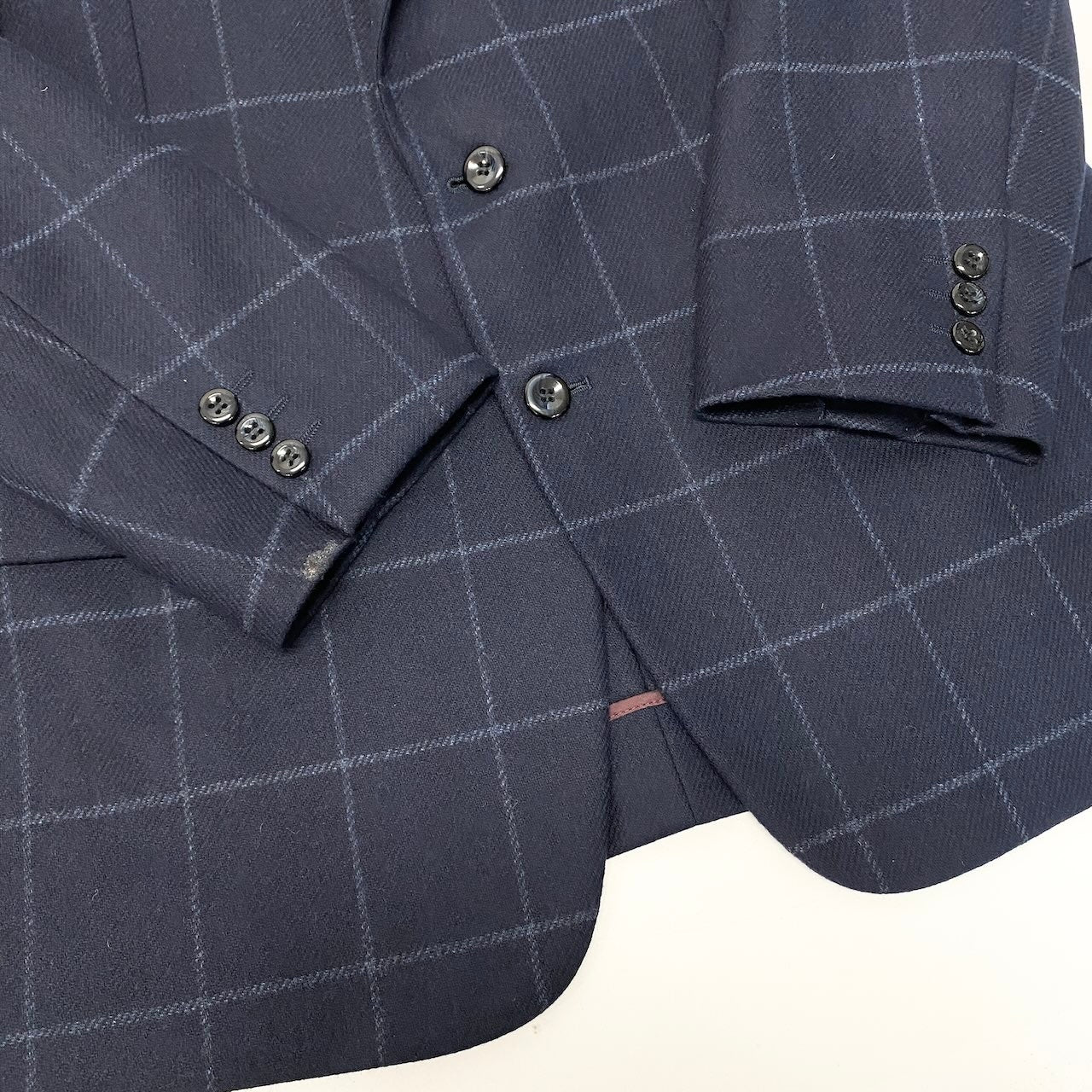 65e7 dunhill ダンヒル テーラードジャケット 背抜き チェック柄 ネイビー メンズ 紳士服u02t