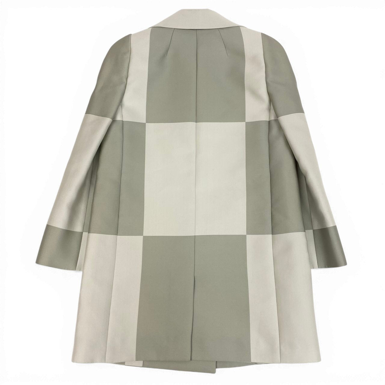 c31 《未使用品》 LOUIS VUITTON ルイヴィトン シルクブレンド ブロックチェック ダブルコート Silk Blend Block Check Double Coat 34 ホワイト グレー タグ付t18r