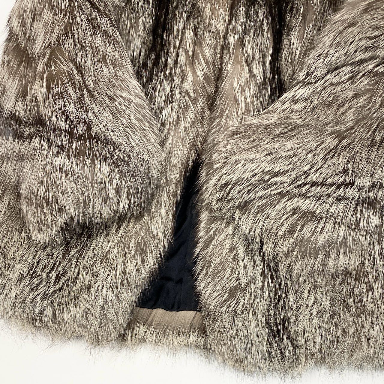 43a21 シルバーフォックス ファーコート サイズ11 本毛皮 Silver Fox Fur Coat 毛並み◎t18r