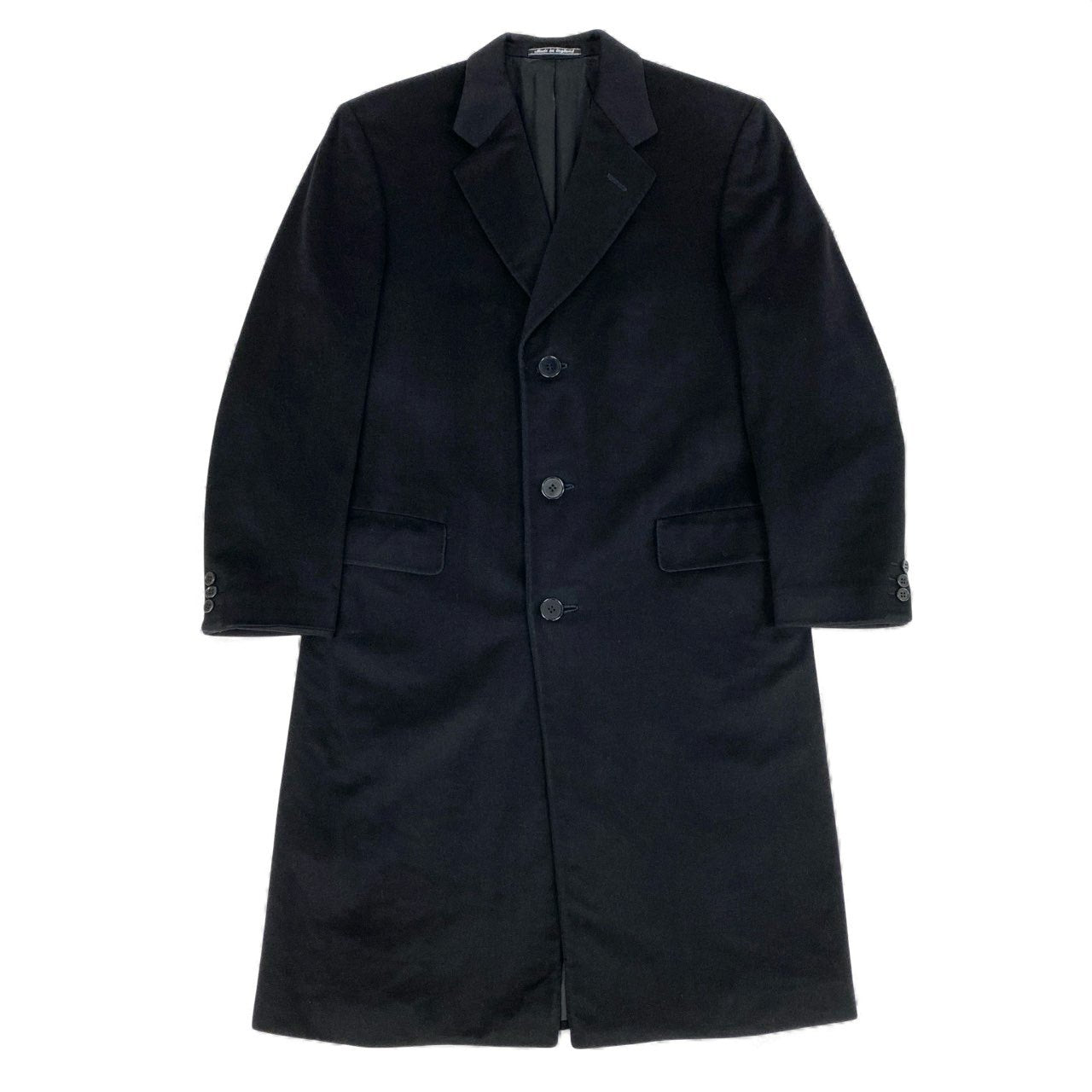 25L12 英国製 Chester Barrie チェスターバリー vintage 総カシミア チェスターコート ロングコート アウター ブラック カシミヤ100 メンズ 男性用 サヴィルロウu02t