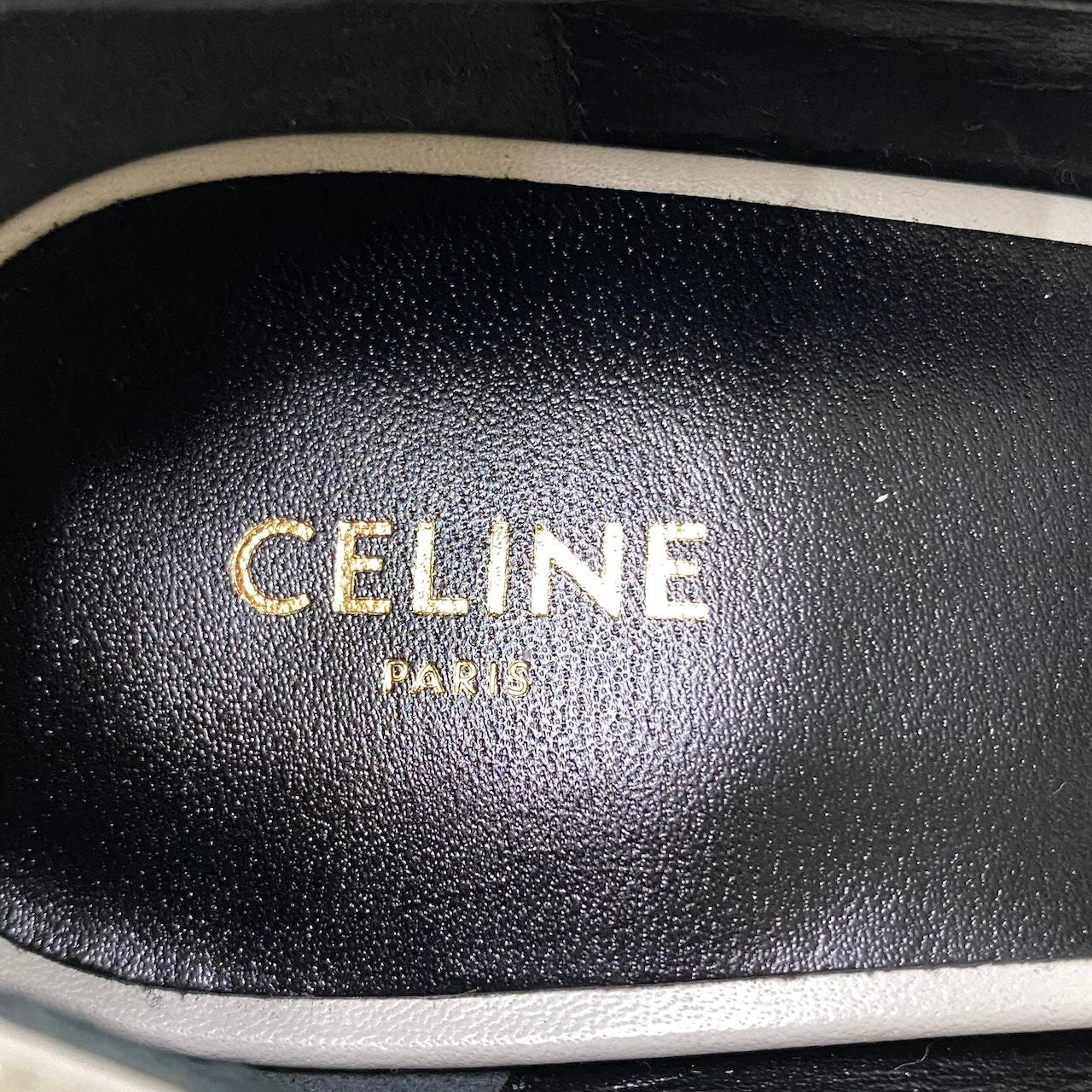 i1 【極美品】 CELINE セリーヌ エディスリマン トライアングルヒールパンプス サイズ37 ブラック × ホワイト レザー レディースk02i