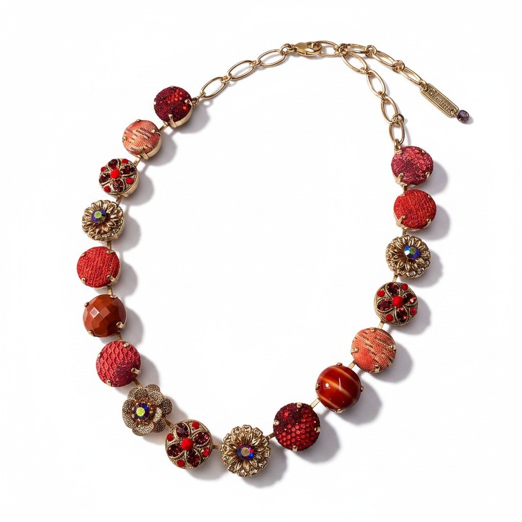 h11 16 《美品》 Mariana マリアナ 天然石 × クリスタル ビジュー レッド アクセサリー ジュエリー アンティークt18r