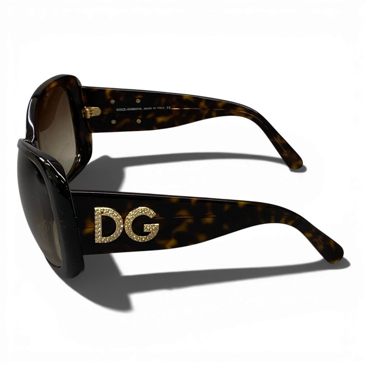 a6 【美品】DOLCE&GABBANA ドルチェアンドガッパーナ サングラス アイウェア DGロゴ ラインストーン イタリア製 DG4033-B-A 502/13 61□15 130 3N ブラウン系 レディースk02i