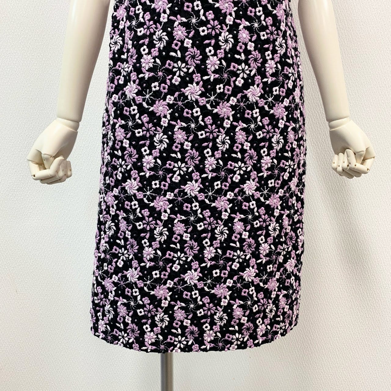 48k2 Rene ルネ TISSUE フラワージャガード ノースリーブ ワンピース ドレス 日本製 6046710 36 ブラック ピンク レディースo07t