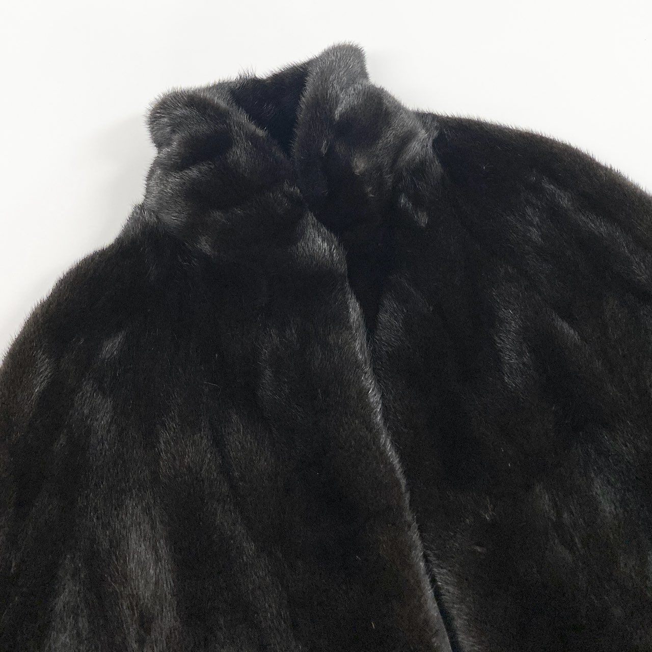 18a16 Black Jewel ダークミンク フリンジポンチョ ケープ コート F ブラック 本毛皮 Mink Fur Cape Coat 日本製t18r