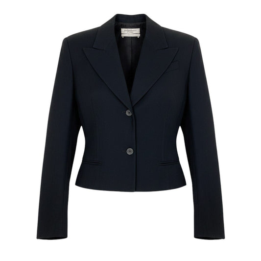 Ei3 YVES SAINT LAURENT イヴサンローラン リヴゴーシュ テーラードジャケット  サイズ36 ブラック レディースo07t