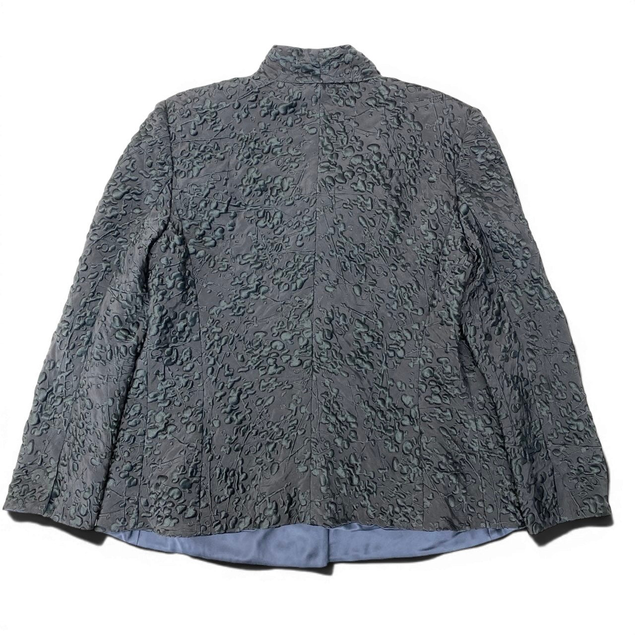 88g20 GIORGIO ARMANI ジョルジオアルマーニ 立体刺繍 ジャケット フォーマル サイズ46 グレー レディースo07t