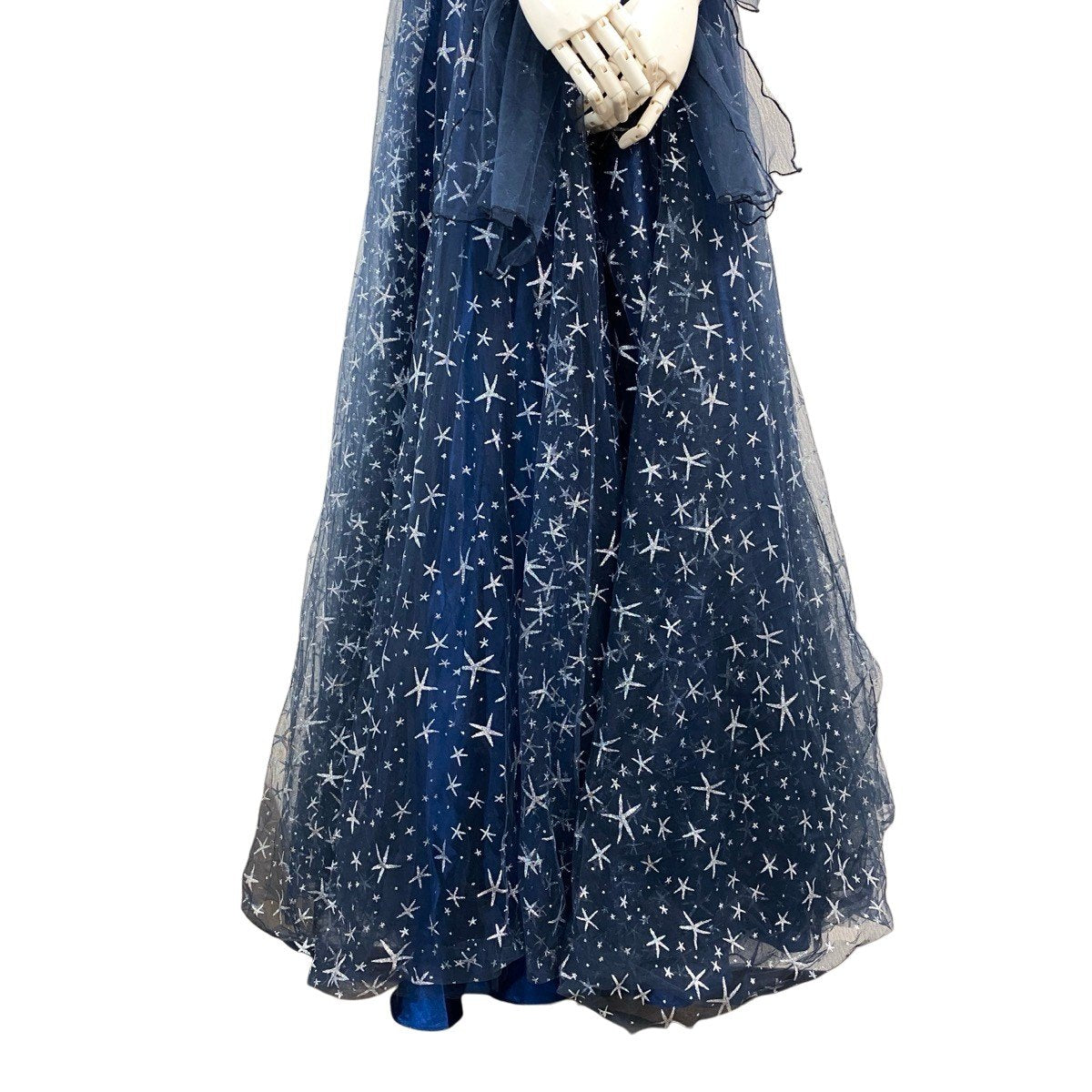 63h12 ANNABELLE アナベル カラードレス ロングドレス Aライン パーティー 星柄 パール ビジュー ネイビー  レディース 女性用u02t