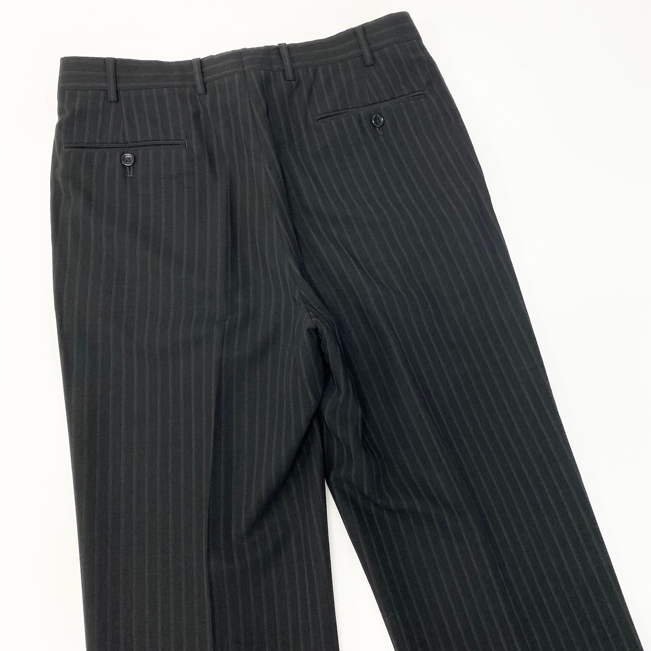 55c19 ARMANI COLLEZIONI アルマーニコレツィオーネ セットアップスーツ シングルスーツ背抜き 2B ストライプ柄 メンズ 紳士服 ビジネス フォーマル イタリア製 50 ブラック ウール100％u02t