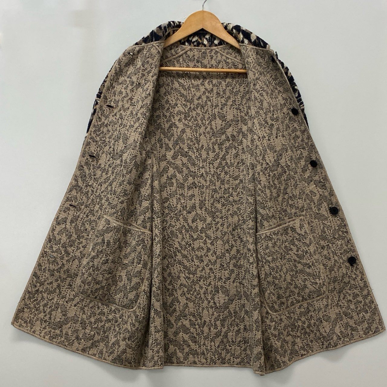 11a30 【美品】MISSONI ミッソーニ ウールニットリバーシブルコート ロングコート 総柄 イタリア製 42サイズ マルチカラー レディース 女性用u02t