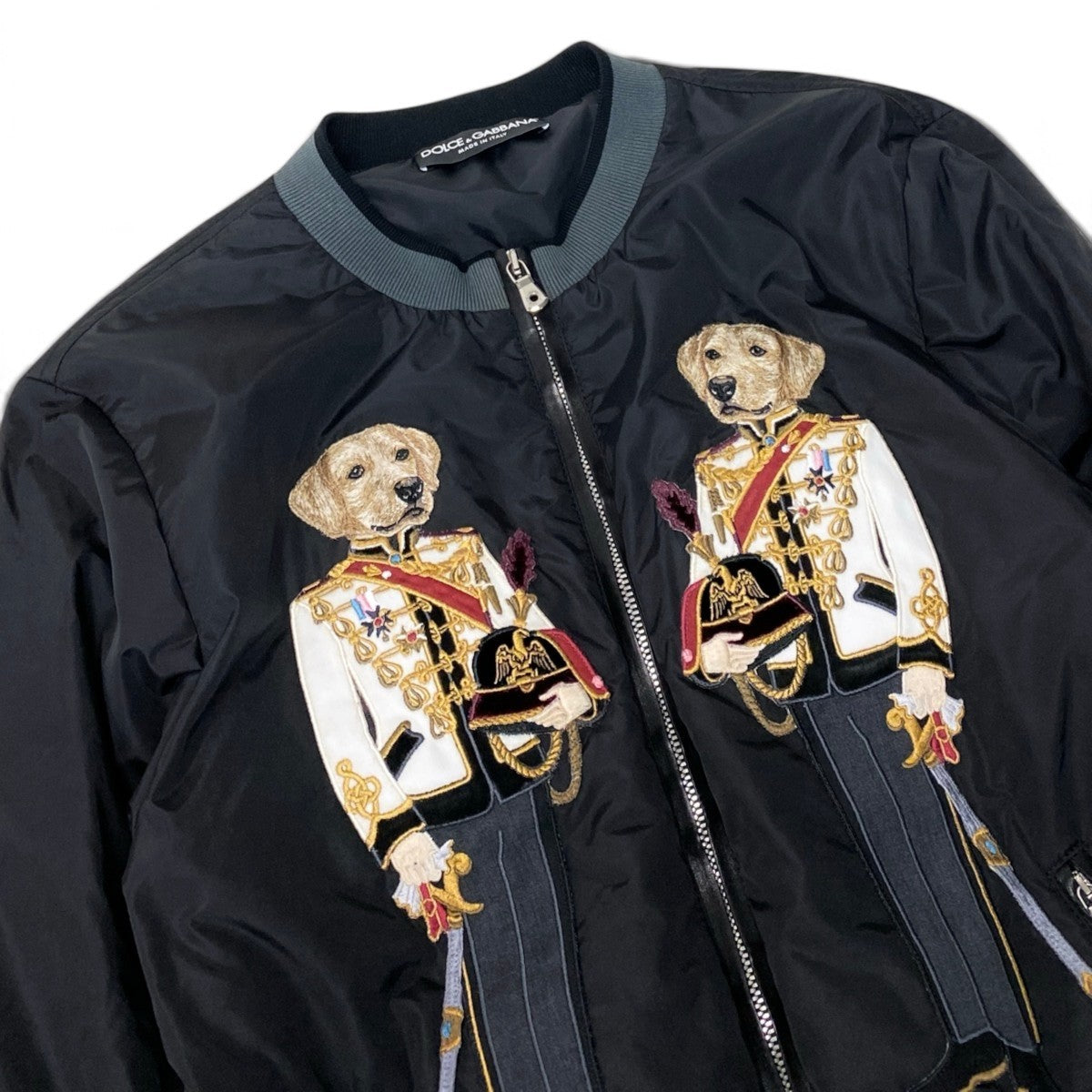 i13 DOLCE&GABBANA ドルチェアンドガッバーナ 2017/18 ランウェイ着 ボンバージャケット Runway Dog Knight Embroidery Bomber Jacket Black Size44t18r