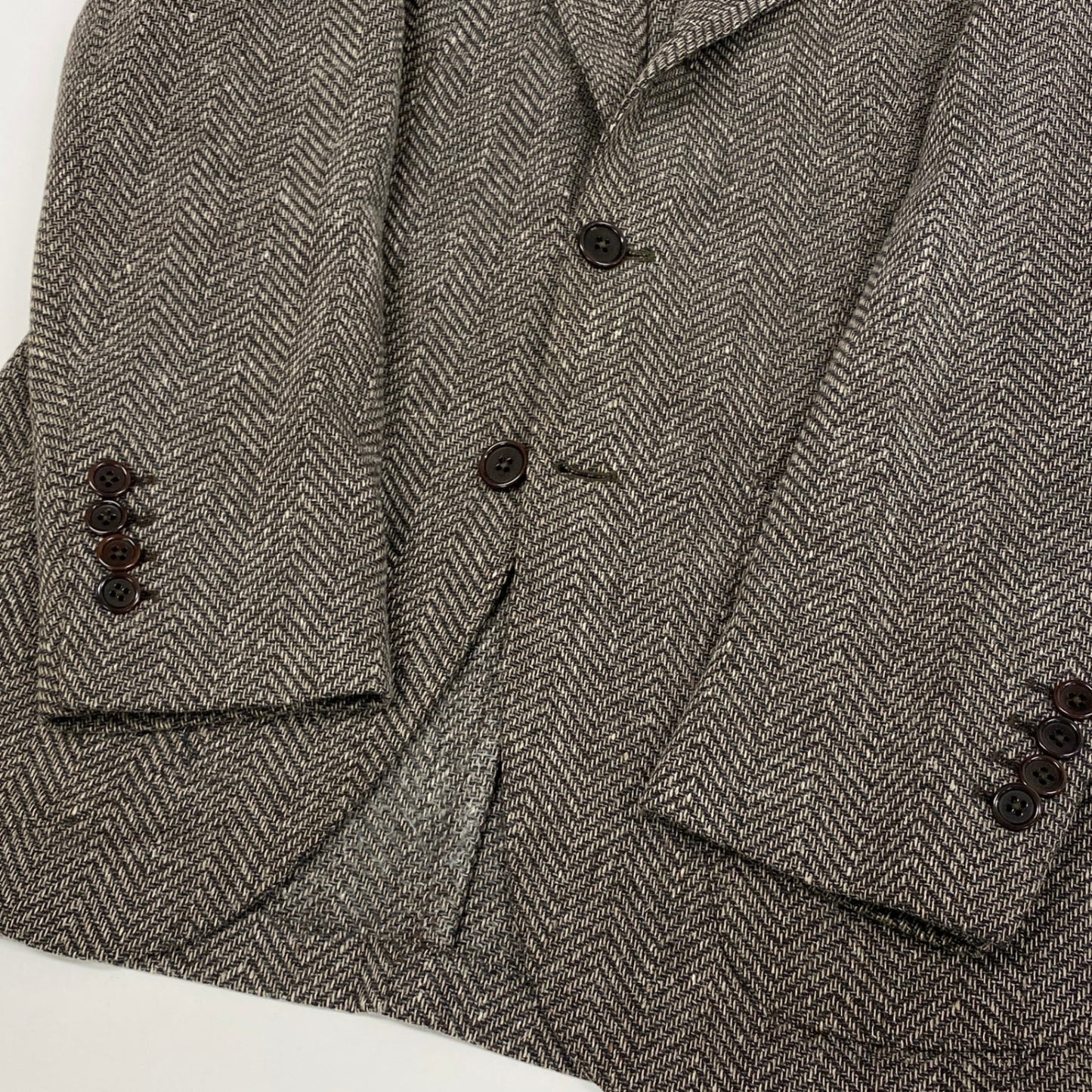 29k6【美品】BEAMS F ビームス エフ テーラードジャケット ブレザー 三釦 ヘリンボーン 44サイズ ブラウン メンズu02t