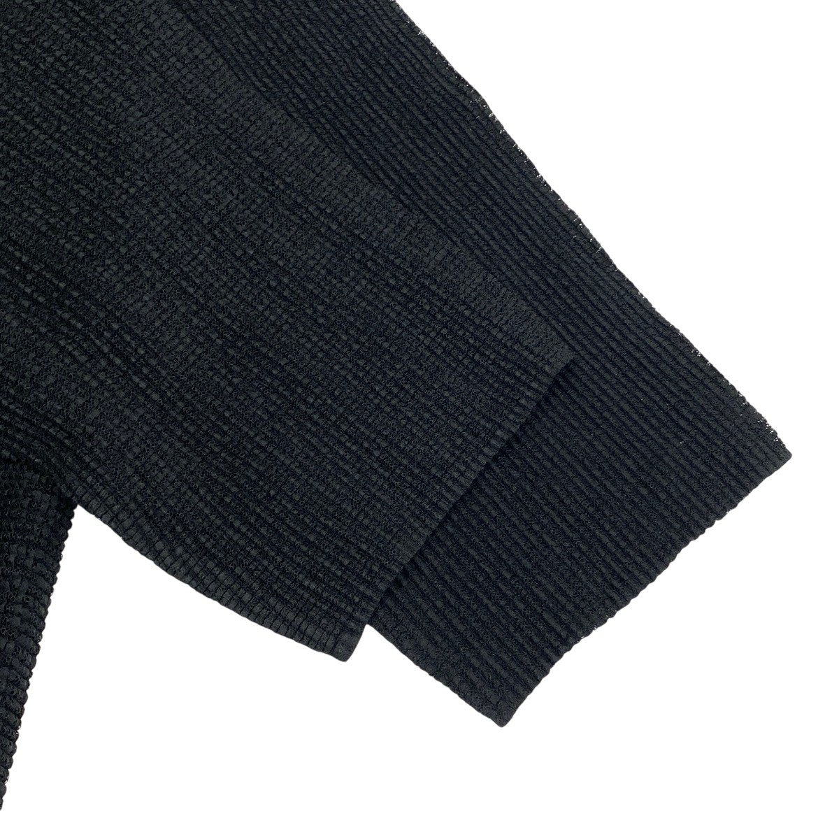 Ah28 me ISSEY MIYAKE ミーイッセイミヤケ プリーツトッパーカーディガン シアー ブラック ポリエステル レディースo07t
