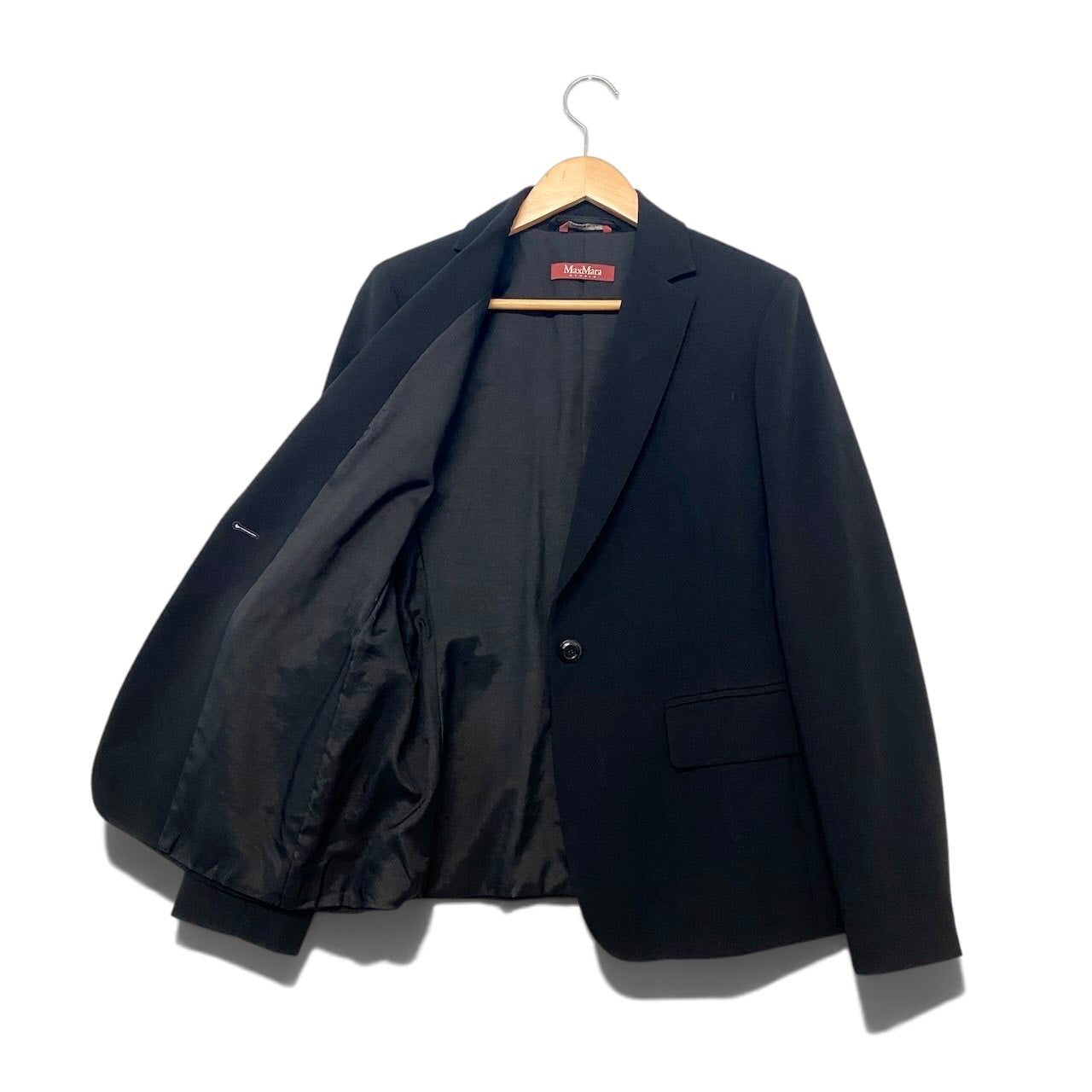 62i1 【美品】 MaxMara STUDIO マックスマーラ ステュディオ テーラードジャケット フォーマル サイズ42 ブラック レディース 女性用u02t