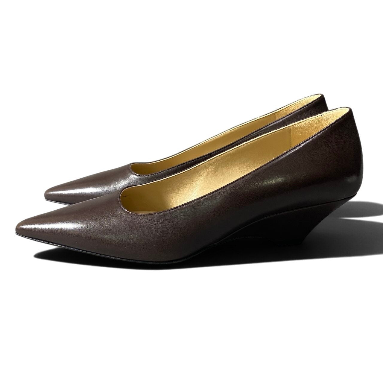 h10 【新品保管品】BOTTEGA VENETA ポイントパンプス イタリア製 37サイズ ブラウン レザー レディース 女性用ta1