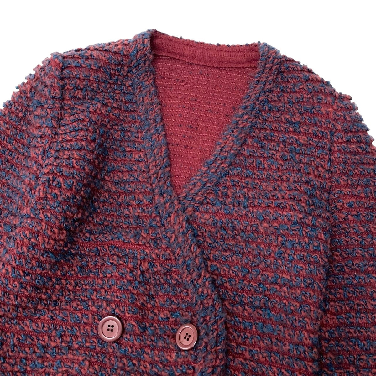 40i27 Christian Dior クリスチャンディオール ニットカーディガン  ショート丈 7サイズ レッド ブルー レディース 女性用u02t