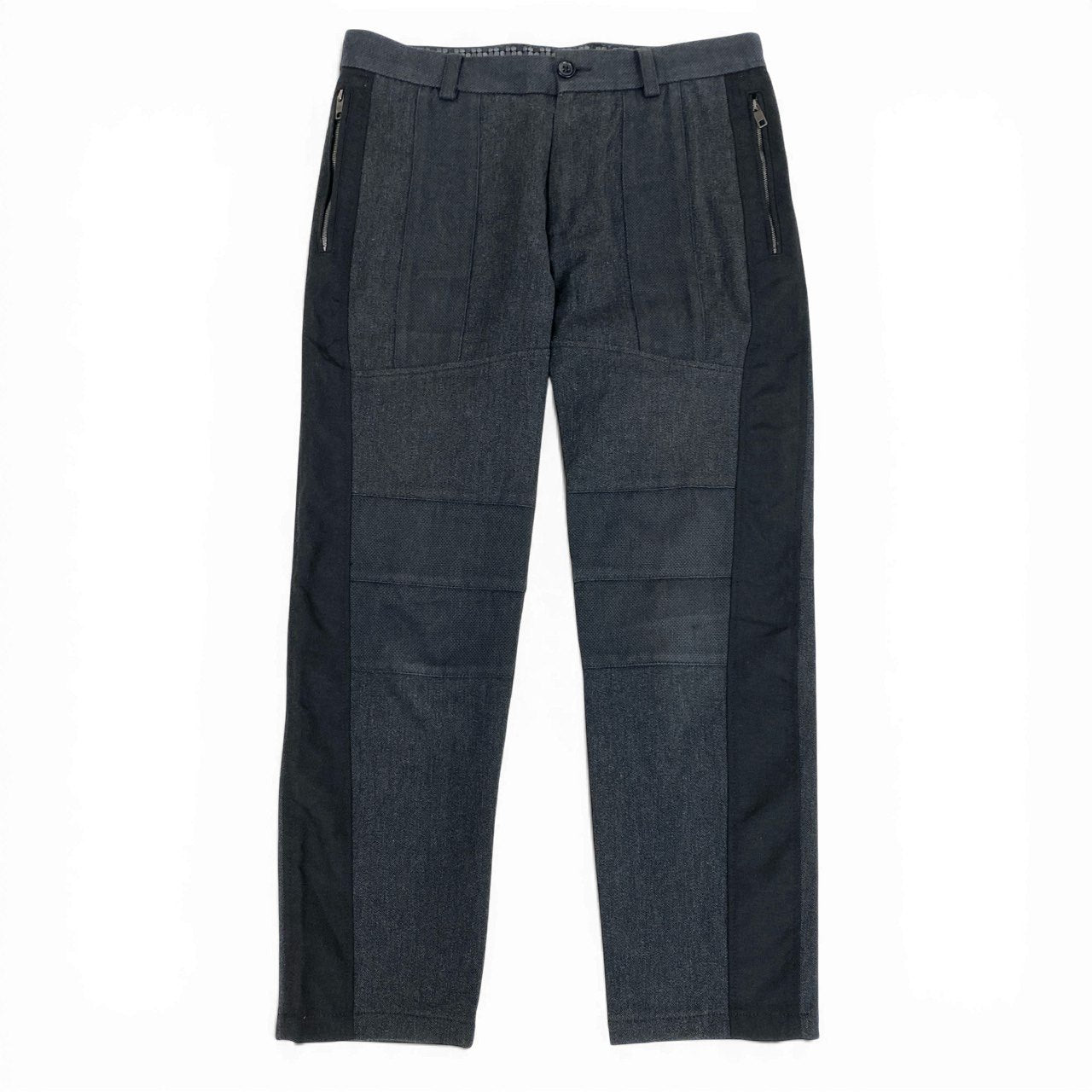 83L22 DOLCE&GABBANA ドルチェアンドガッパーナ イタリア製 パッチワーク ストレッチパンツ テーパード ボトムス メンズ 紳士服 44 ブラック グレーk02i